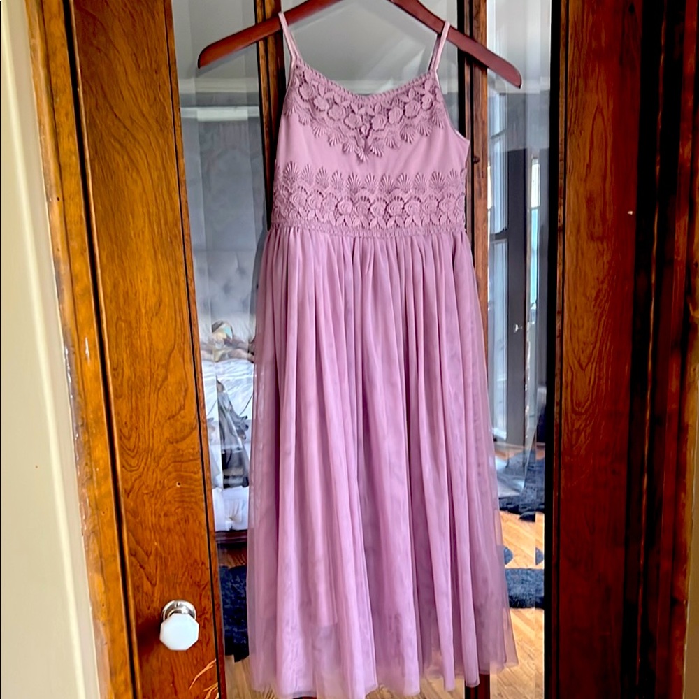Elegant Mauve Kids Dress, Med(8)